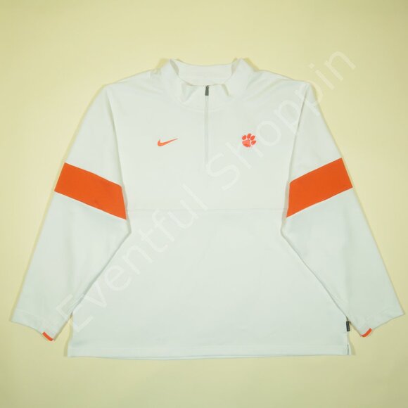 Nike Clemson Tigers Jacket Mens 3XL White Performance On Field Pullover Zip New - Picture 2 of 9